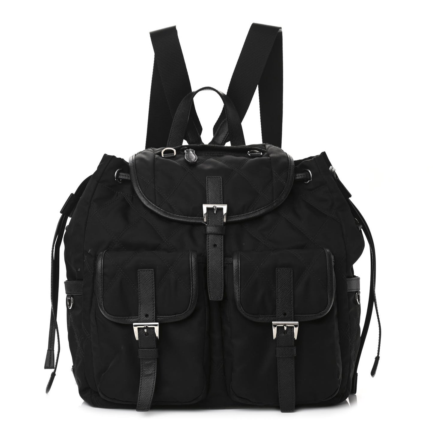 Tessuto Nylon Saffiano Vela Quilted Backpack Black