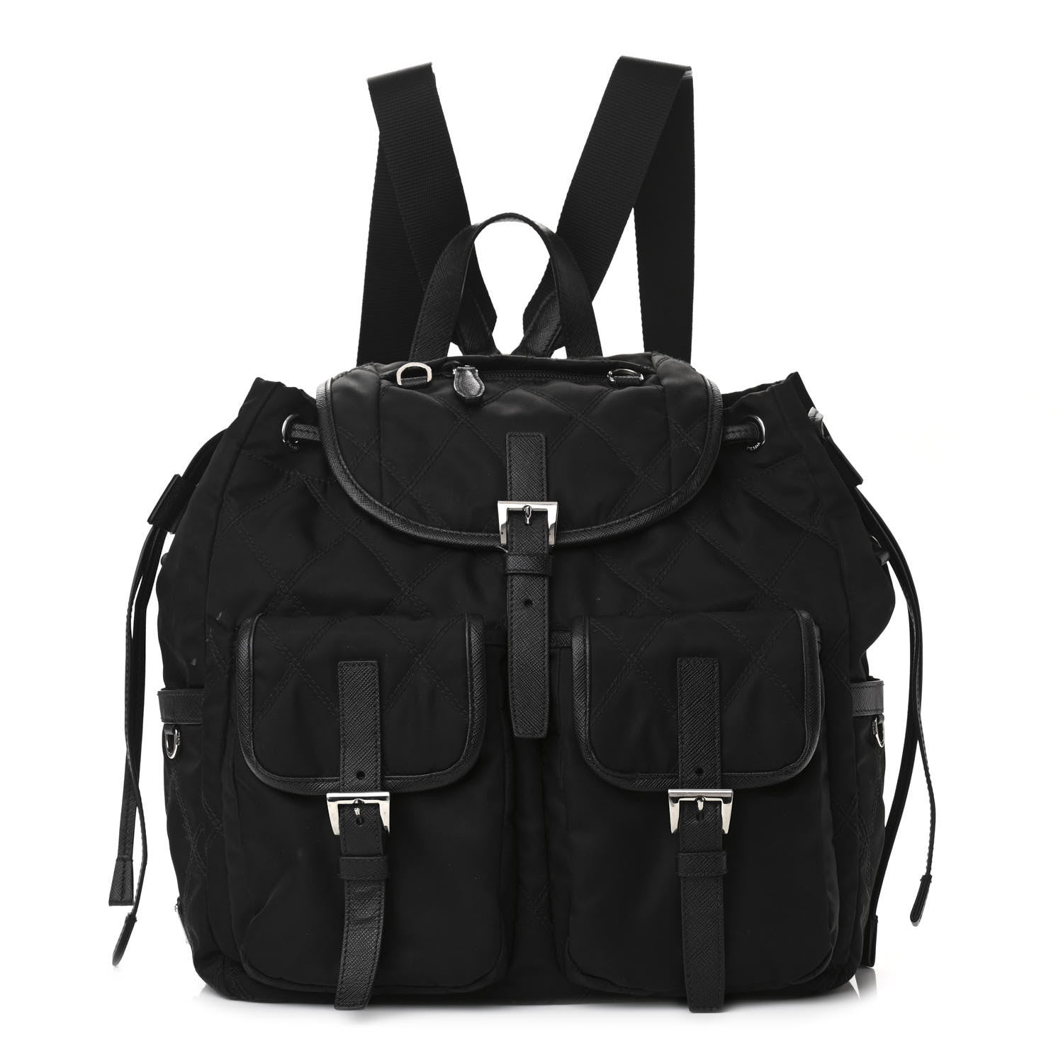 Prada Tessuto Nylon Saffiano Vela Quilted Backpack Black 1 of 13