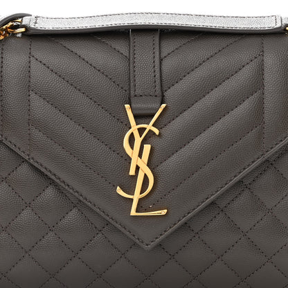 Saint Laurent Grain De Poudre Textured Mixed Matelasse Medium Triquilt Monogram Satchel Fog 7 of 9