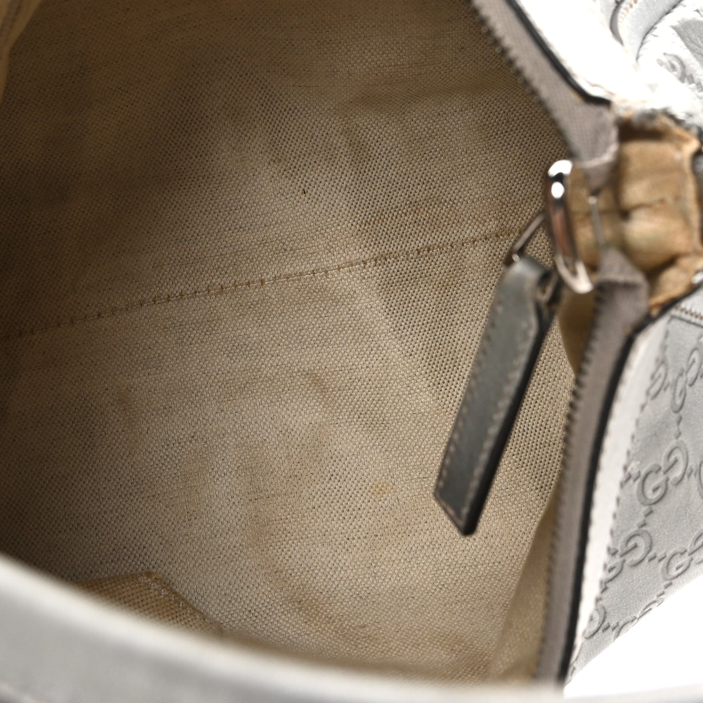 Metallic Guccissima Medium D Gold Hobo Silver