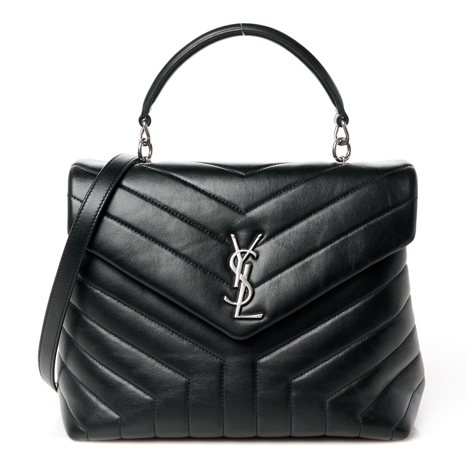 Saint Laurent Calfskin Y Quilted Monogram Medium Loulou Satchel Black 1 of 11