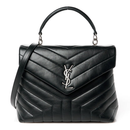 Saint Laurent Calfskin Y Quilted Monogram Medium Loulou Satchel Black 1 of 11