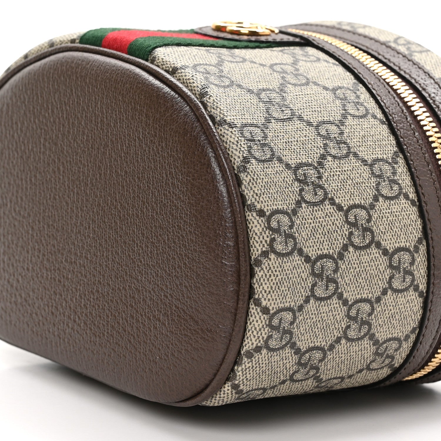 Gucci GG Supreme Monogram Textured Calfskin Web Ophidia Vanity Cosmetic Case Beige Ebony New Acero 11 of 13