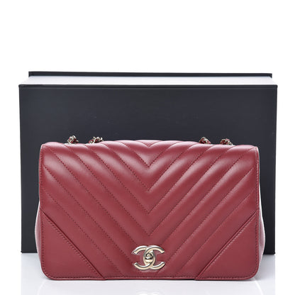 Chanel Calfskin Chevron Quilted Statement Flap Red 10 of 10