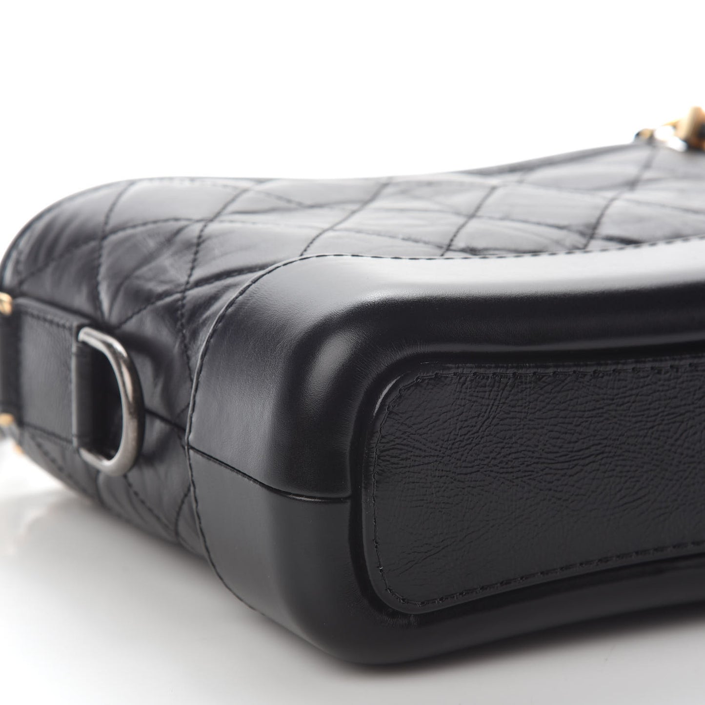 Aged Calfskin Quilted Small Gabrielle Hobo Black