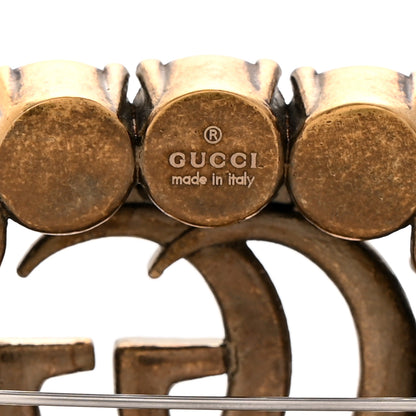 Gucci Metal Crystal Double G Brooch Aged Gold 4 of 5