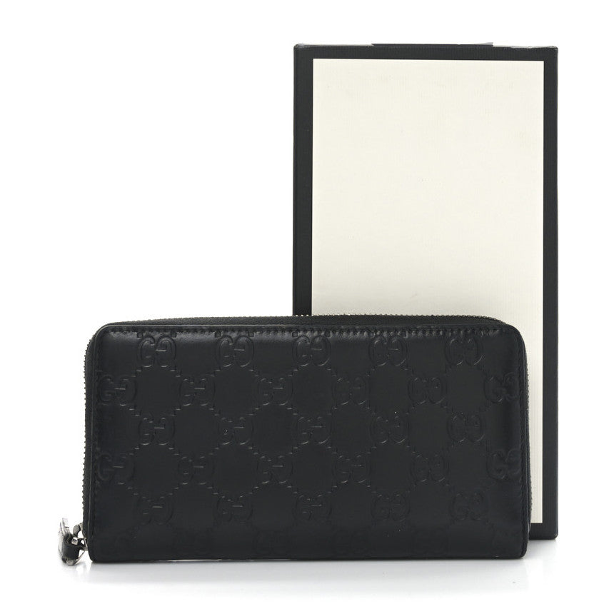 Guccissima Signature Zip Around Organizer Wallet Black