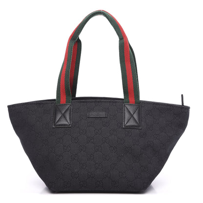 Gucci GG Monogram Mini Web Handle Bucket Tote Black 1 of 8