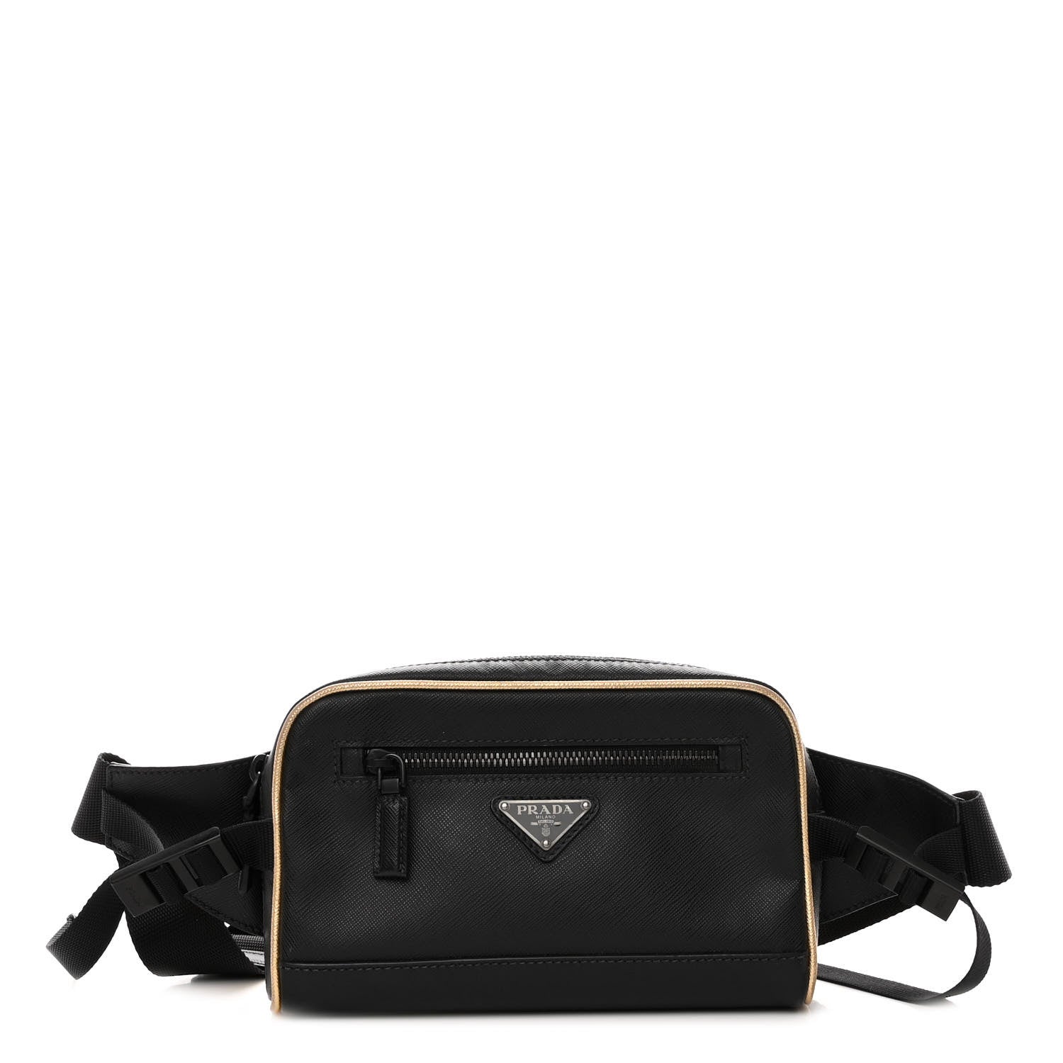 Prada Saffiano Travel Belt Bag Black Platino 1 of 9