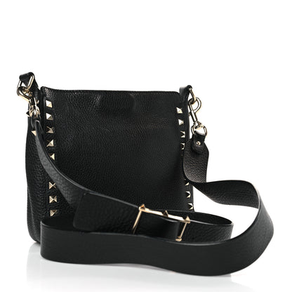 Valentino Garavani Pebbled Calfskin Mini Rockstud Flip-Lock Messenger Bag Black 3 of 8