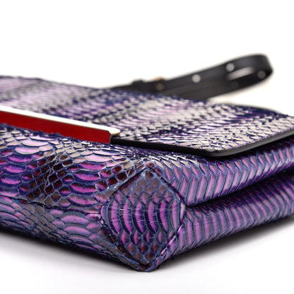 Christian Louboutin Watersnake Rocaille Rougissime Clutch Violet 7 of 11