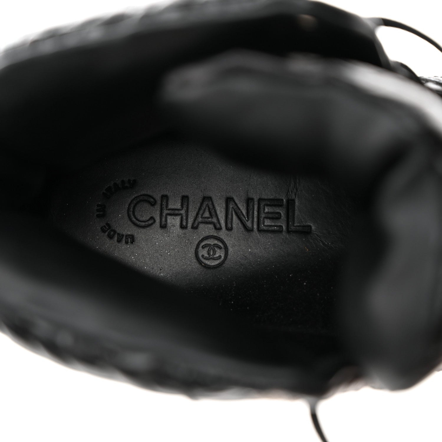 Chanel Calfskin Crocodile Embossed Cocodile High Top Sneakers 39.5 Black 6 of 8
