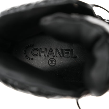 Chanel Calfskin Crocodile Embossed Cocodile High Top Sneakers 39.5 Black 6 of 8
