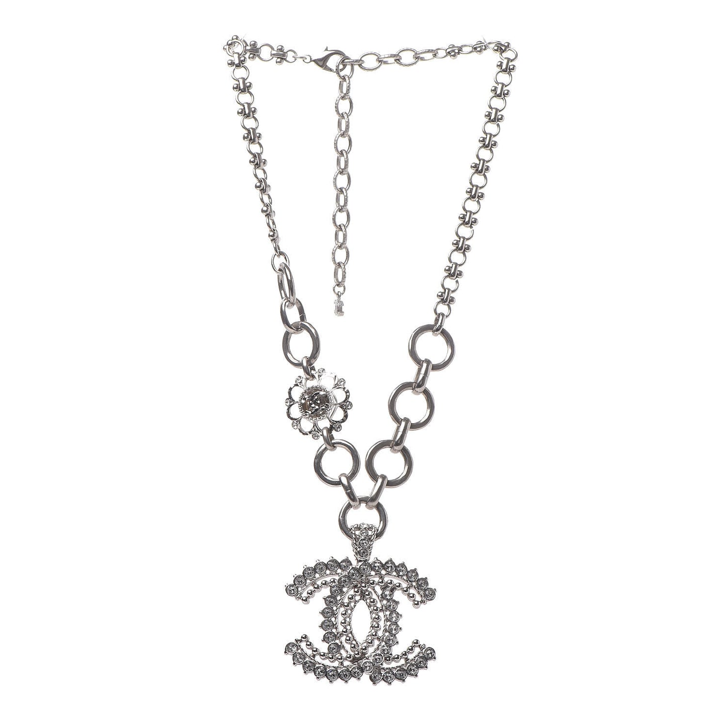 Crystal CC Short Necklace Silver