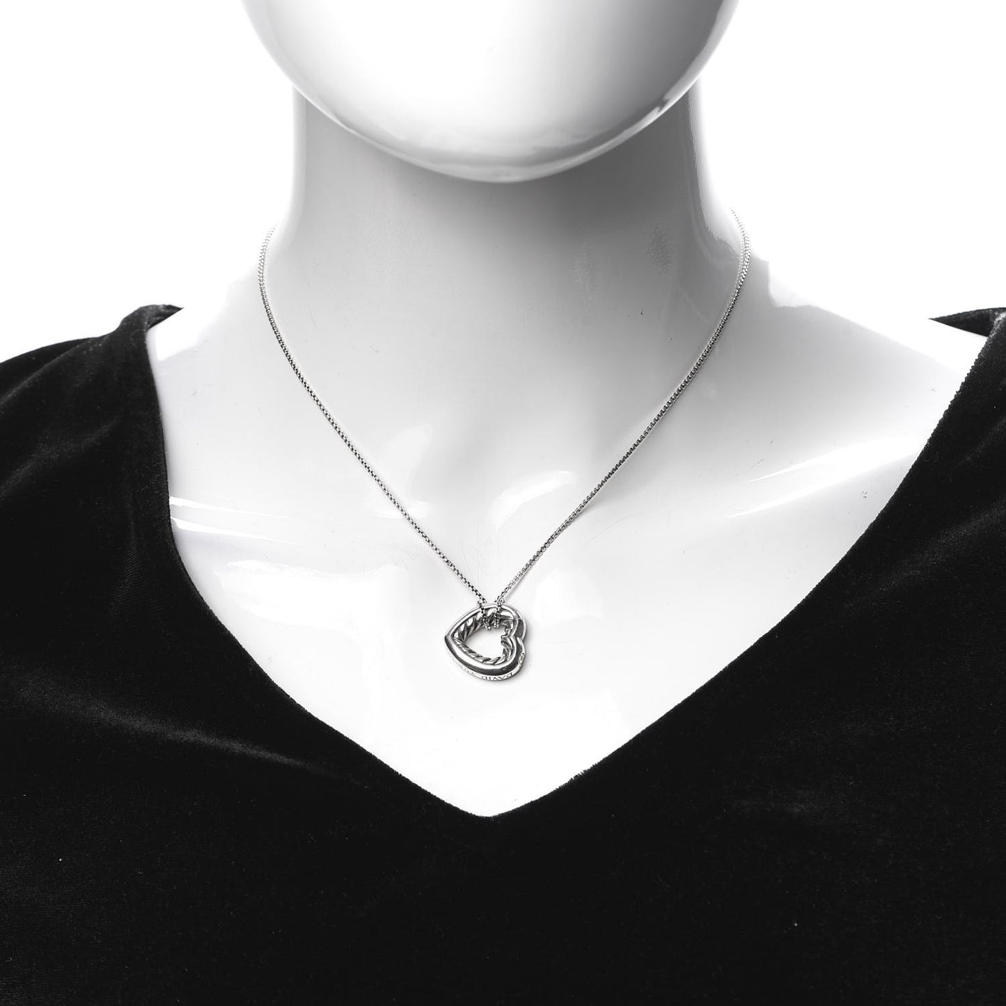 Sterling Silver 18K Yellow Gold Open Heart Cable Necklace