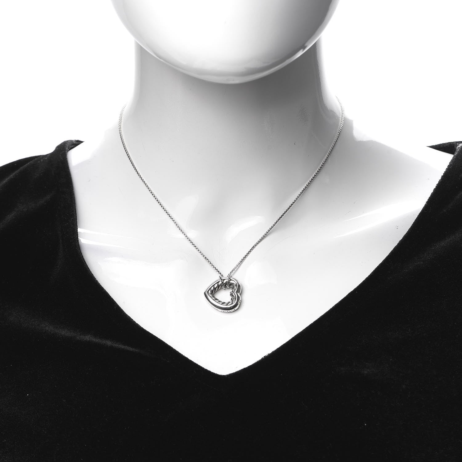 David Yurman Sterling Silver 18K Yellow Gold Open Heart Cable Necklace 2 of 5