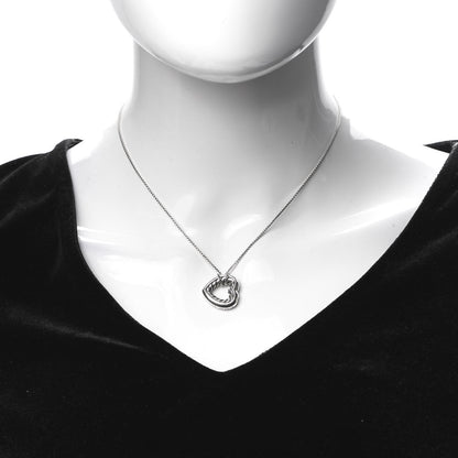 David Yurman Sterling Silver 18K Yellow Gold Open Heart Cable Necklace 2 of 5