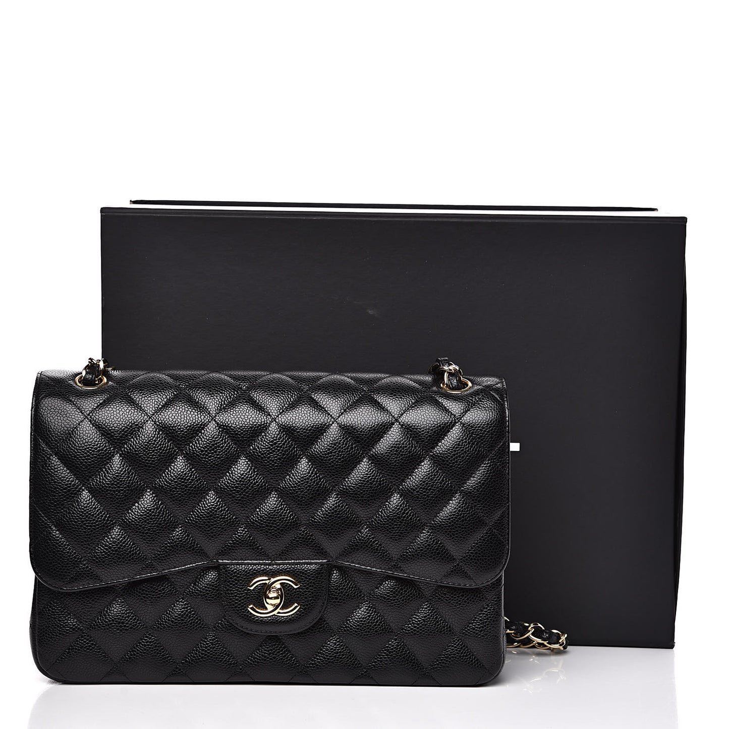 Caviar Quilted Jumbo Double Flap Black