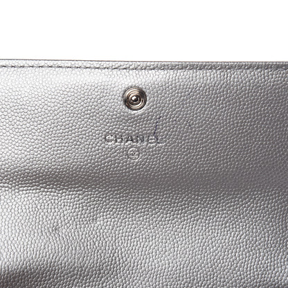 Chanel Metallic Caviar Quilted Medium Boy Flap Wallet Silver 6 of 10
