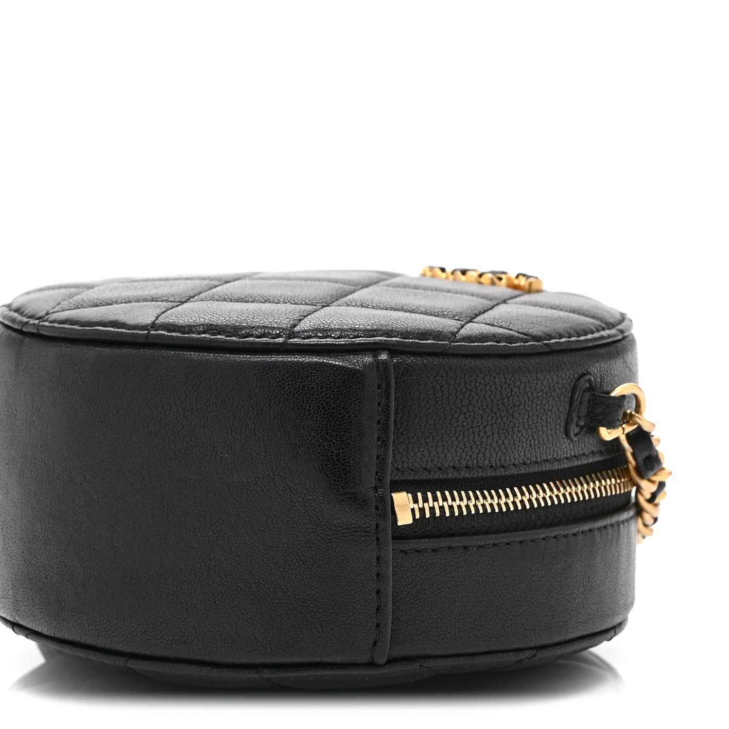 Chanel Goatskin Quilted Chanel 19 Round Clutch With Chain Black Black 10 of 11