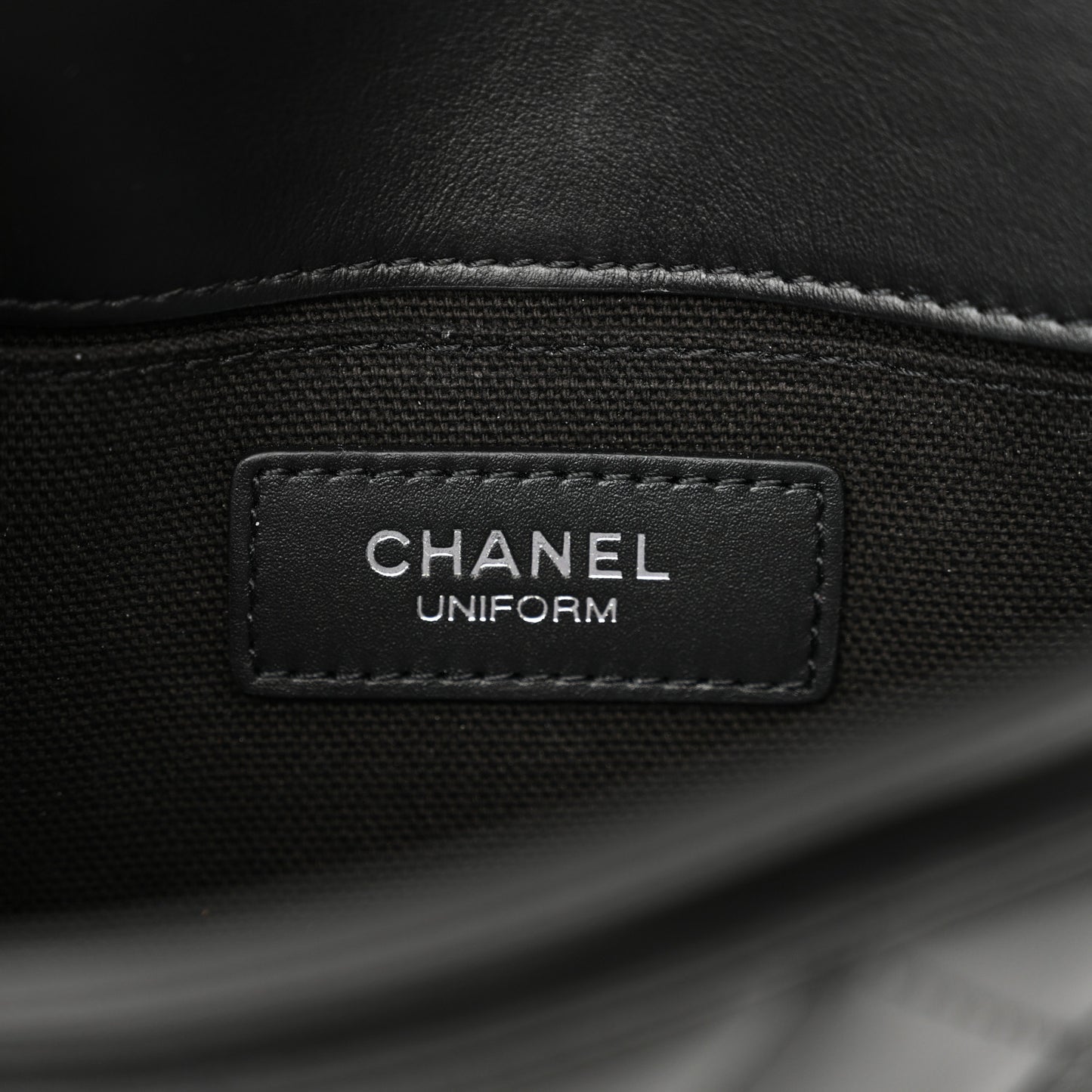 Calfskin Quilted CC Uniform Flap Belt Bag Black