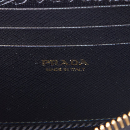 Prada Saffiano Lux Mini Double Zip Chain Crossbody Bag Black 9 of 10