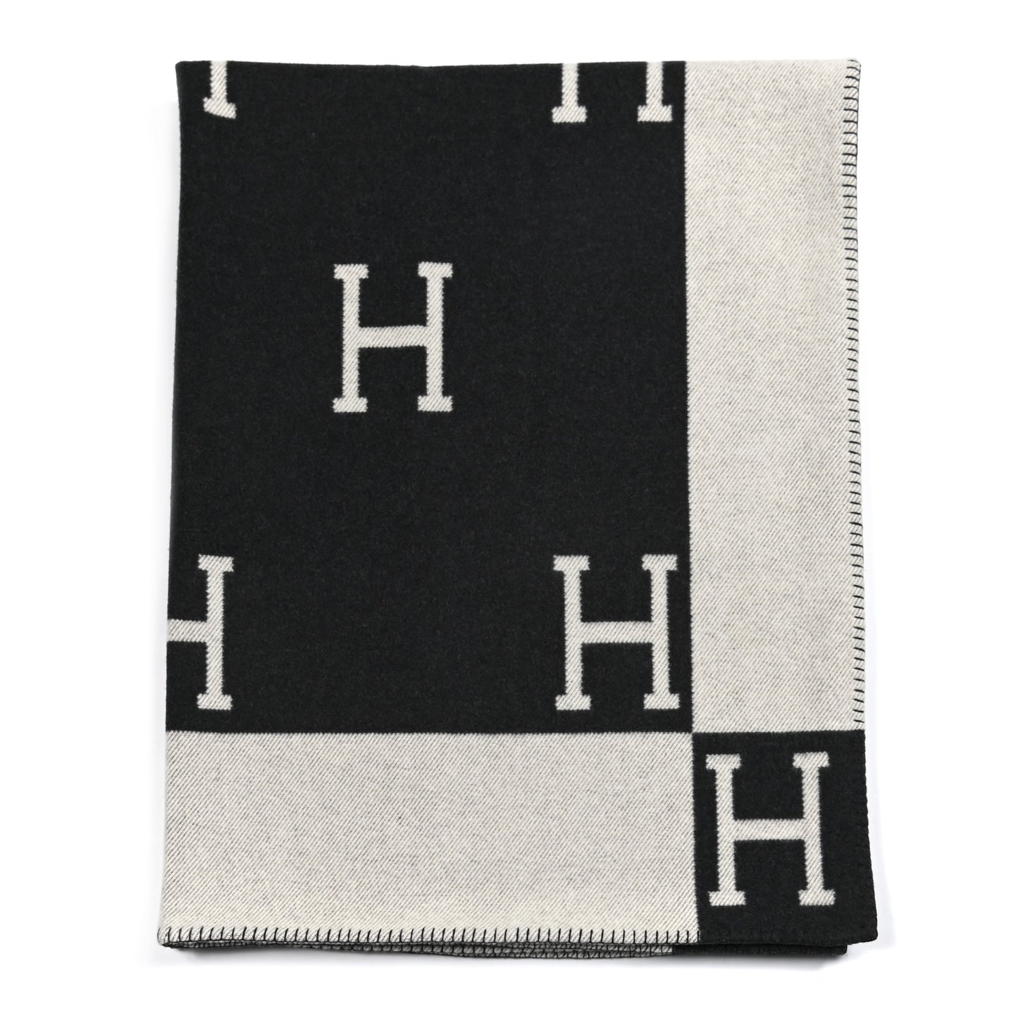 Wool Cashmere Avalon Blanket Ecru Gris Fonce