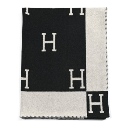 Hermes Wool Cashmere Avalon Blanket Ecru Gris Fonce 1 of 3