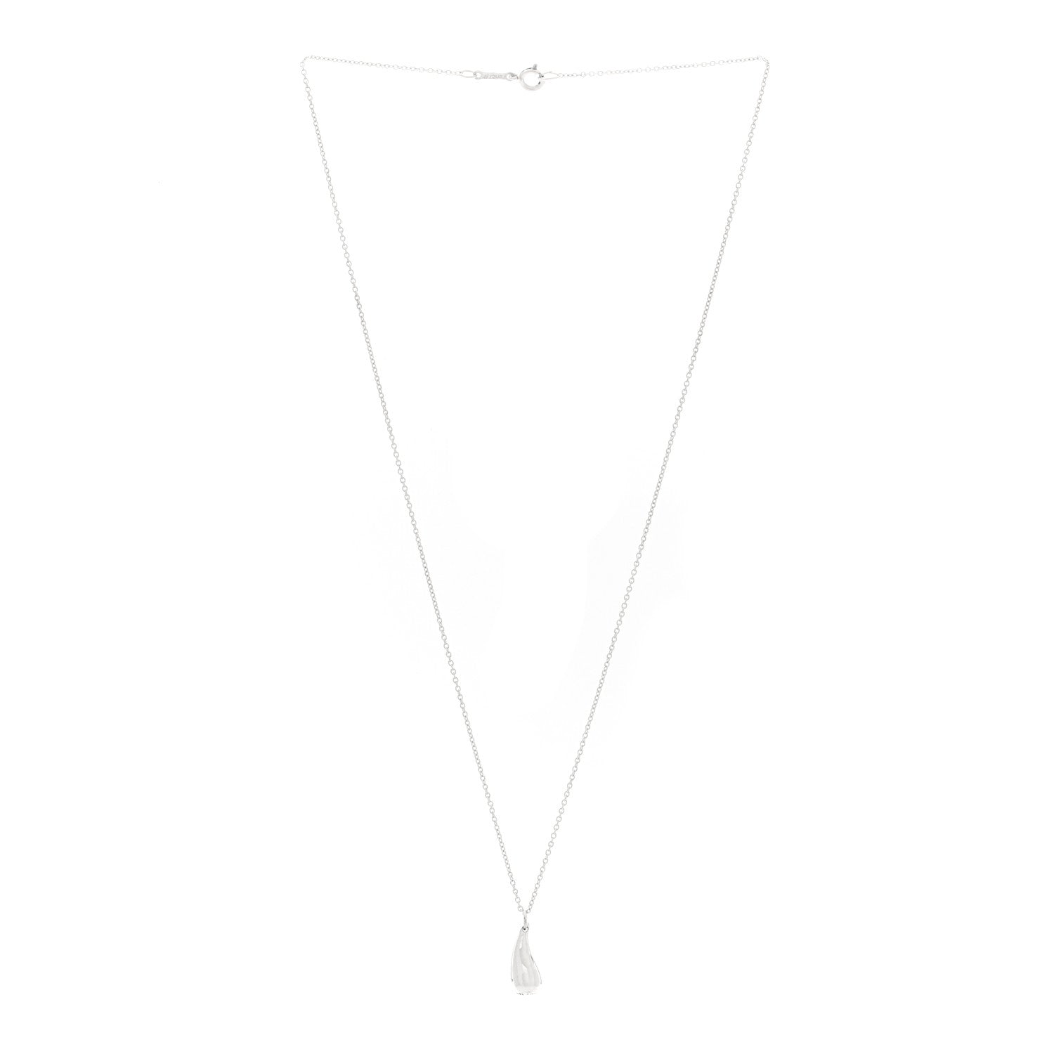 Tiffany Sterling Silver 12mm Elsa Peretti Teardrop Pendant Necklace 3 of 4