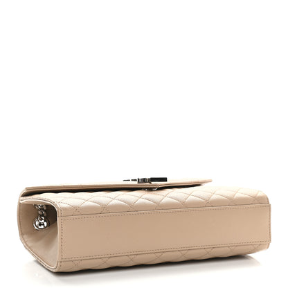 Saint Laurent Grain De Poudre Textured Mixed Matelasse Medium Triquilt Monogram Satchel Dark Beige 4 of 9
