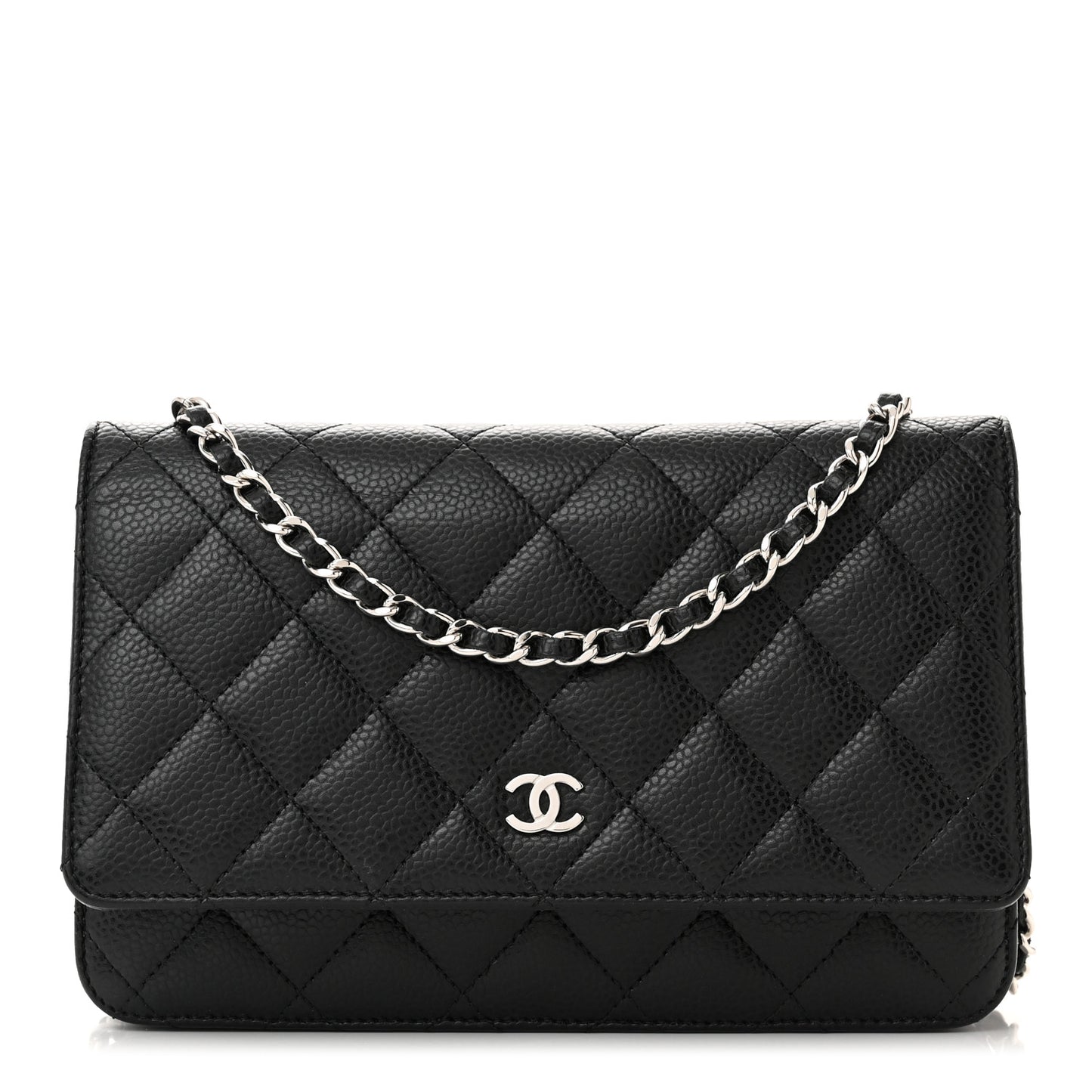 Caviar Quilted Wallet on Chain WOC Black