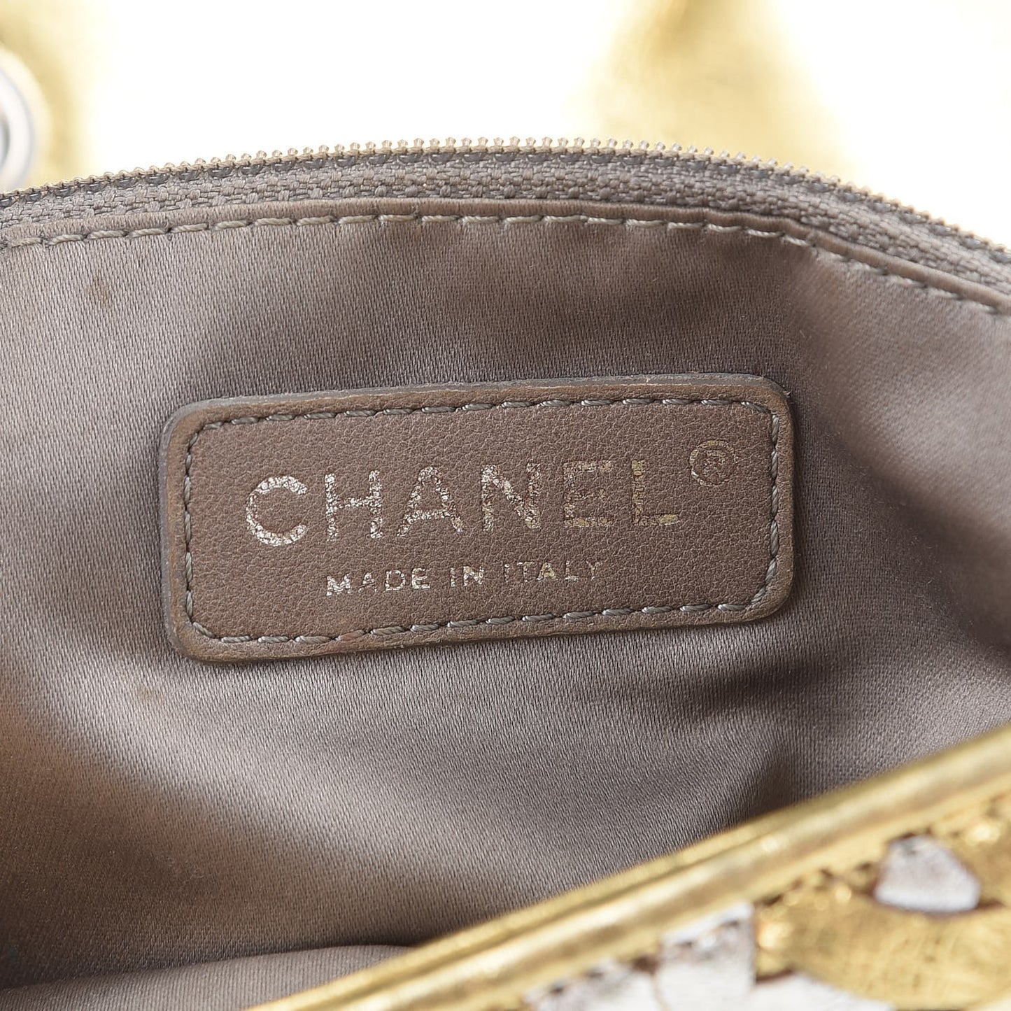 Metallic Crackled Calfskin Medium CC Mix Flap Gold Silver