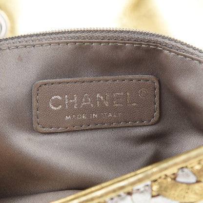 Chanel Metallic Crackled Calfskin Medium CC Mix Flap Gold Silver 6 of 12