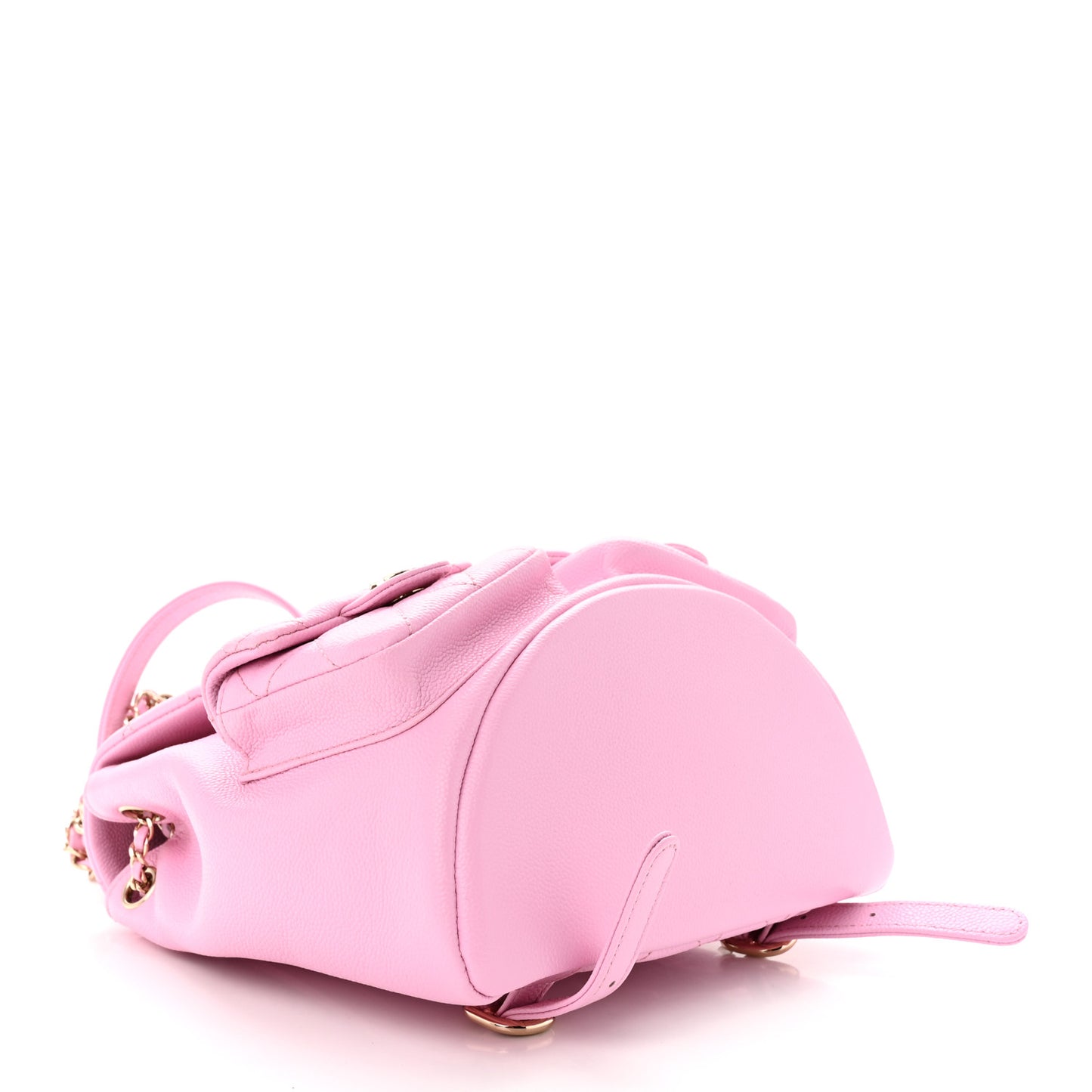 Shiny Caviar Quilted Medium Duma Pockets Drawstring Backpack Lilac