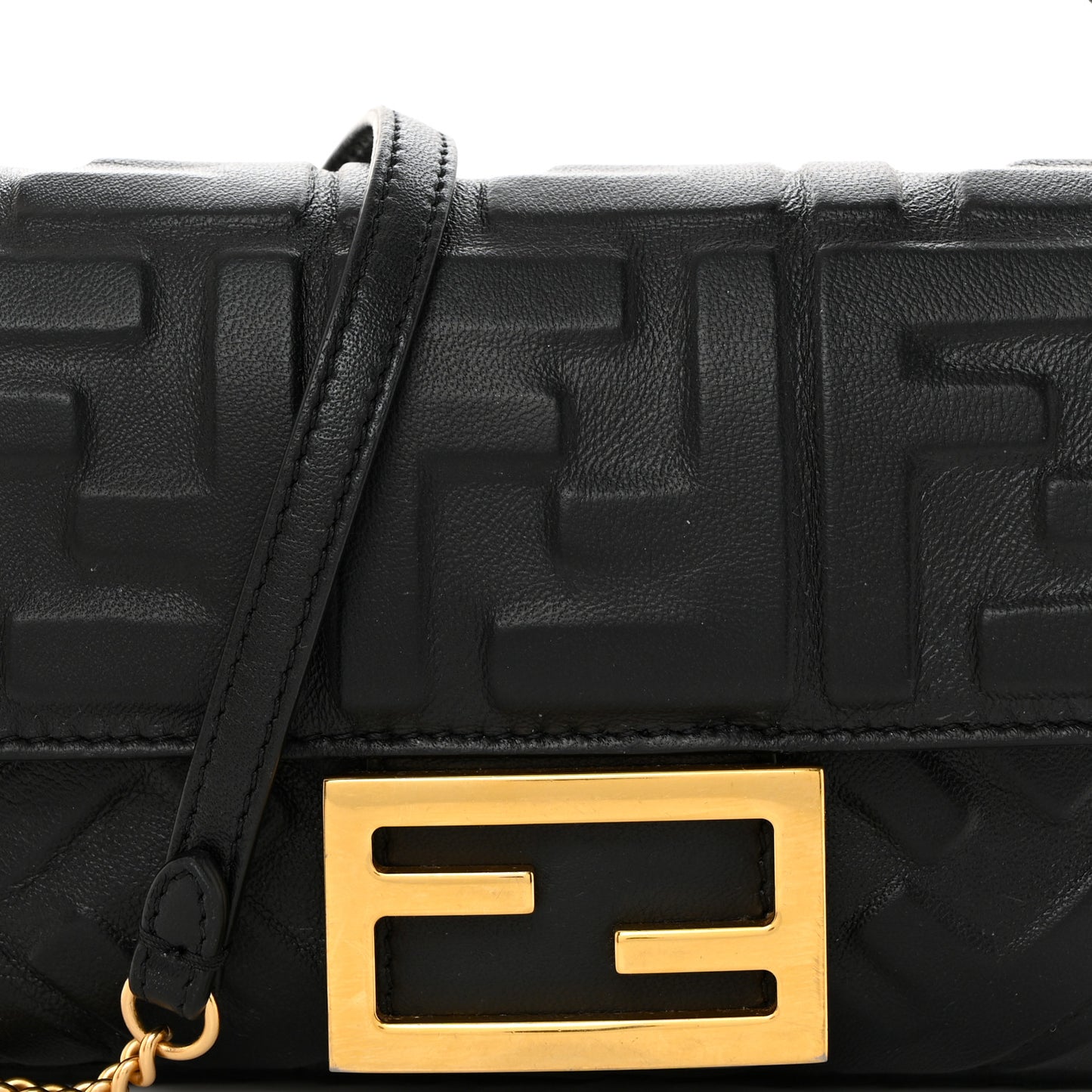 Nappa FF 1974 Embossed Mini Baguette Black