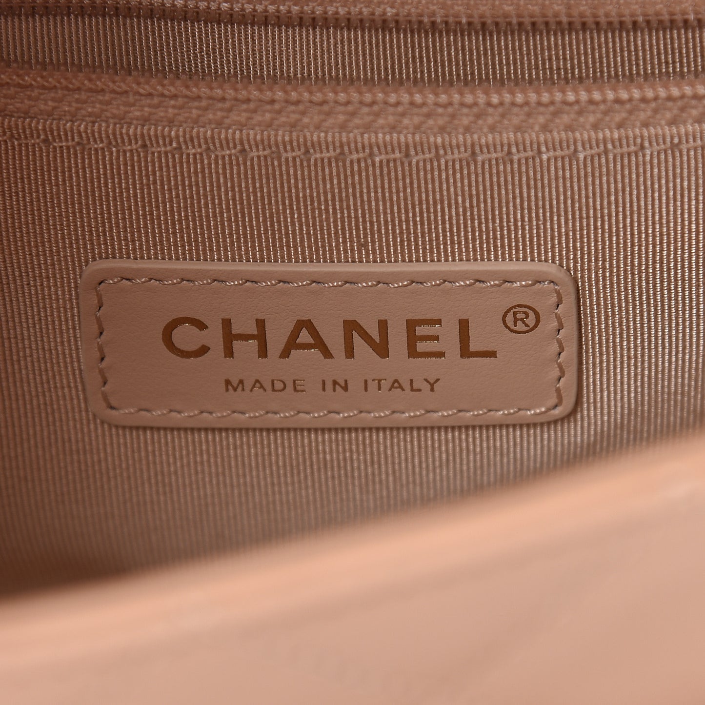 Calfskin Quilted Small Enchained Flap Beige