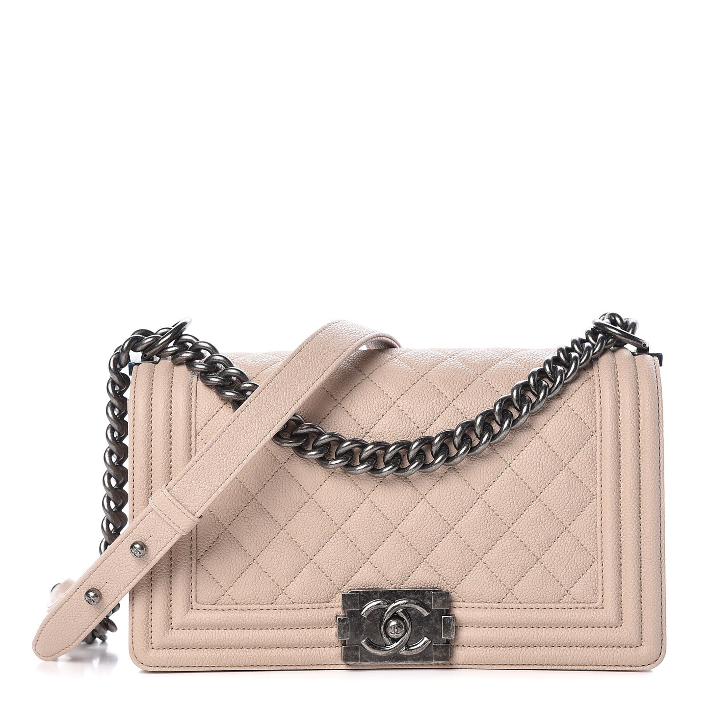 Caviar Quilted Medium Boy Flap Beige