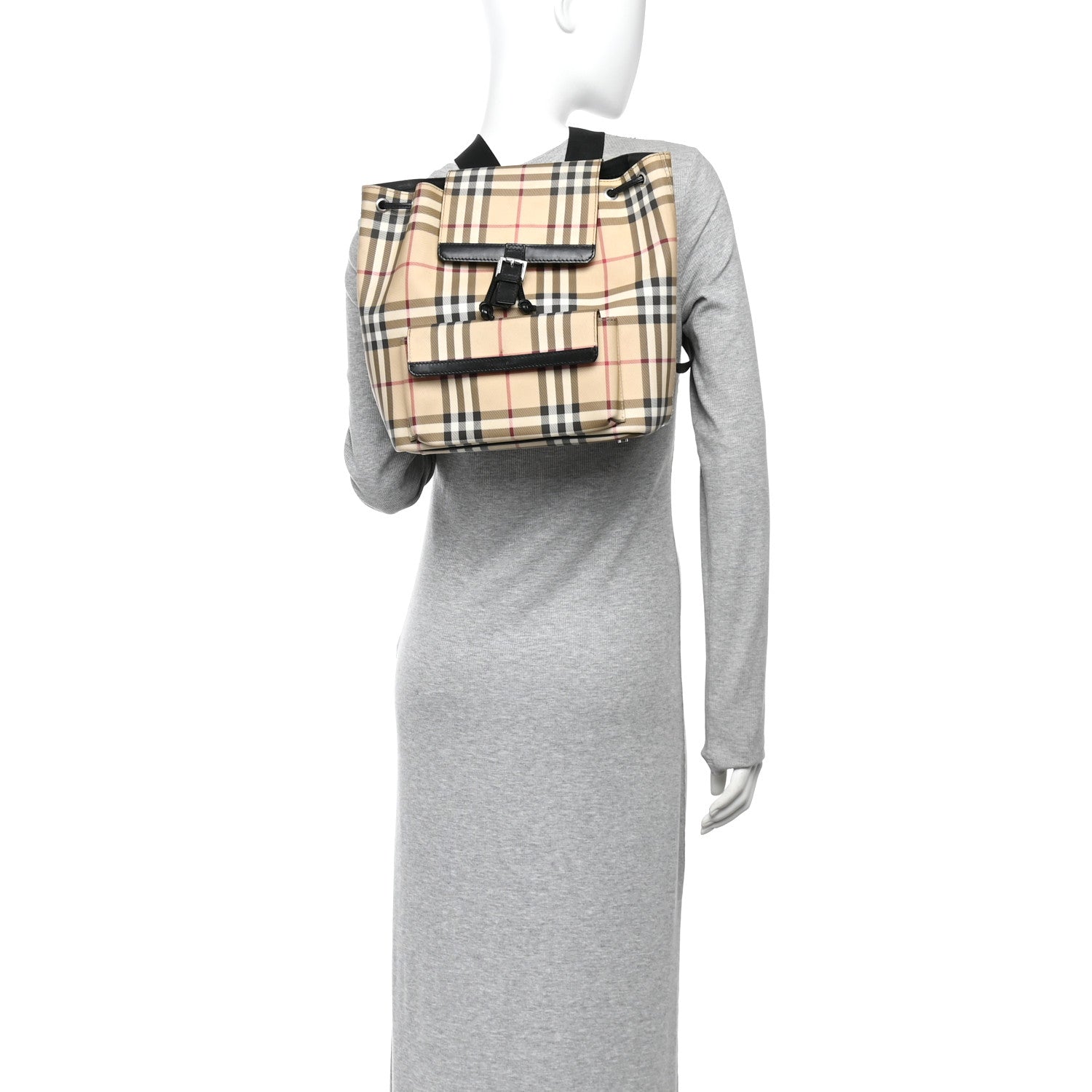 Burberry House Check Drawstring Backpack Black 2 of 13