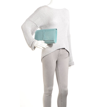 Saint Laurent Textured Patent Large Belle De Jour Clutch Light Green 2 of 7