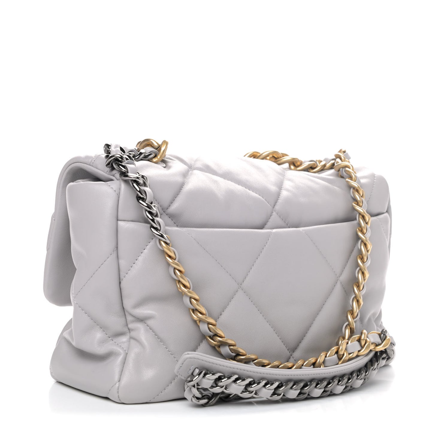 Lambskin Quilted Large Chanel 19 Flap Grey