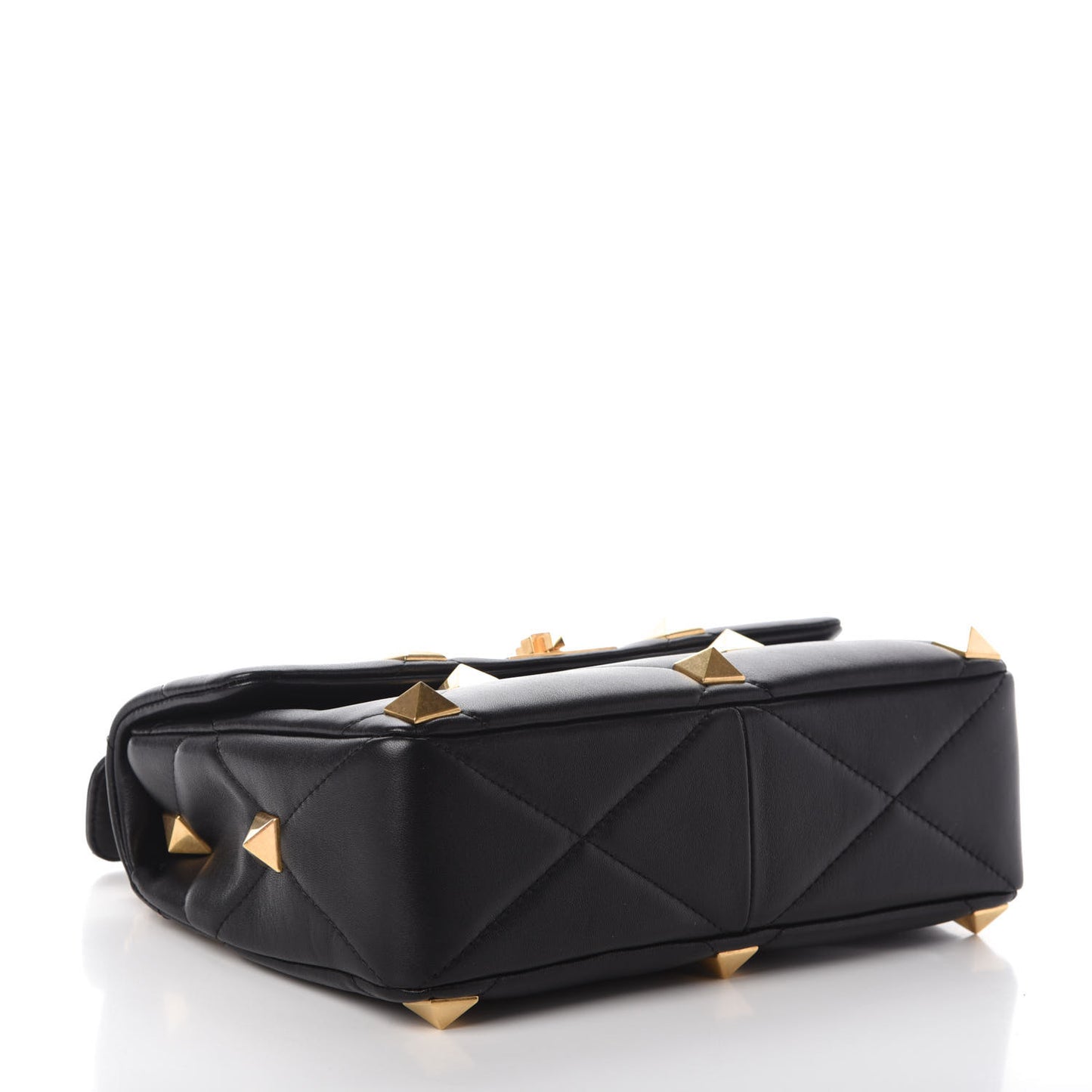 Nappa Large Roman Stud Shoulder Bag Black