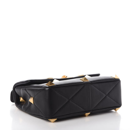 Valentino Garavani Nappa Large Roman Stud Shoulder Bag Black 4 of 9