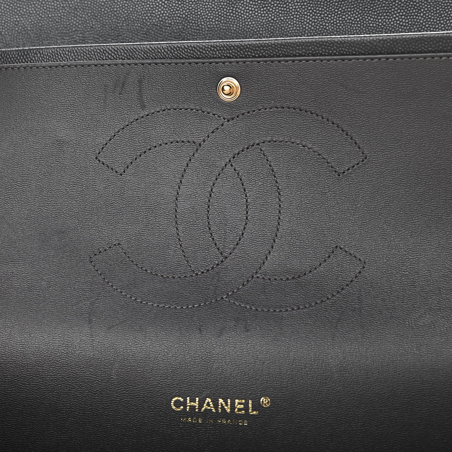 Caviar Quilted Maxi Double Flap Dark Grey