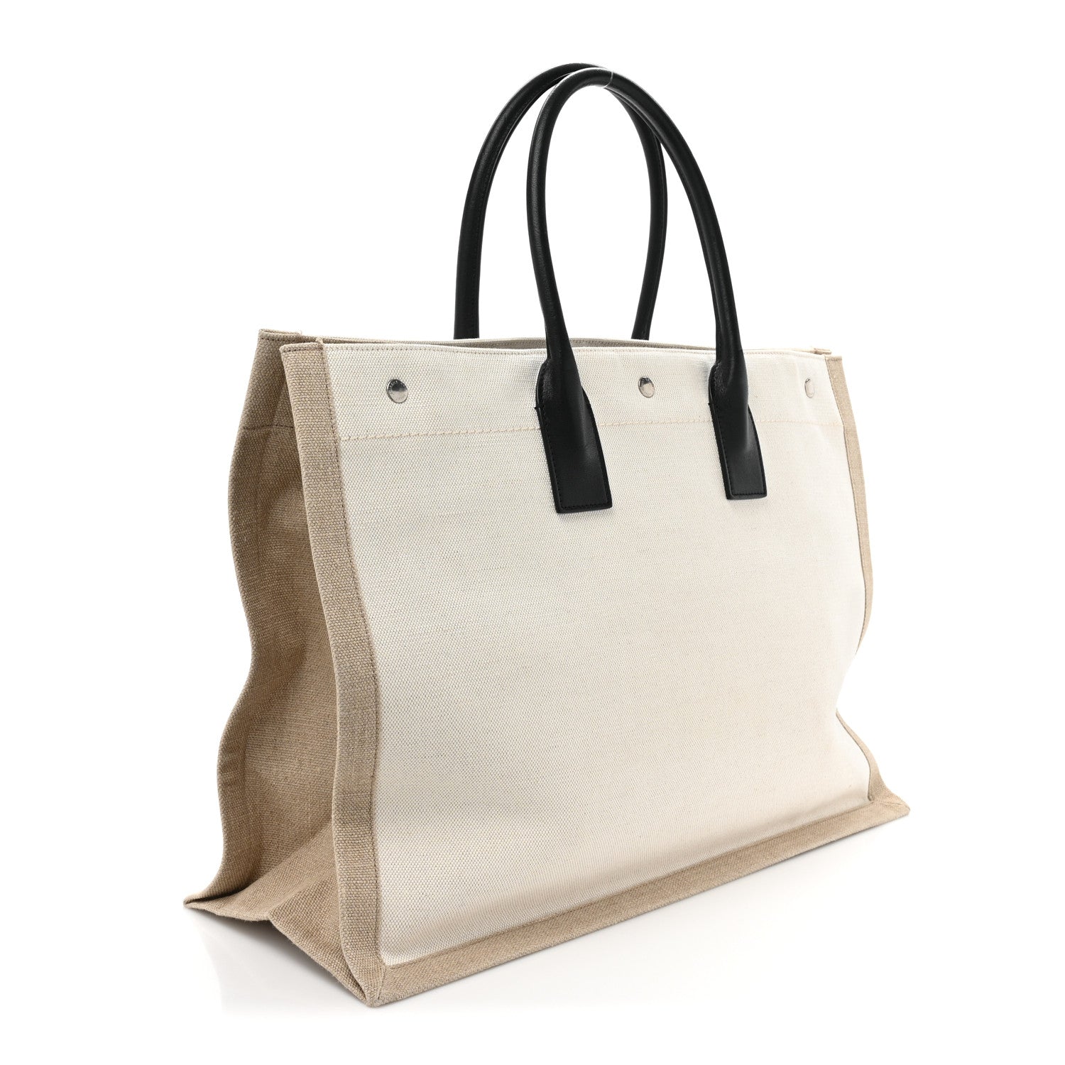 Saint Laurent Linen Calfskin Rive Gauche Tote Optic White 3 of 12
