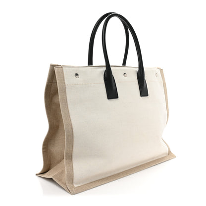 Saint Laurent Linen Calfskin Rive Gauche Tote Optic White 3 of 12