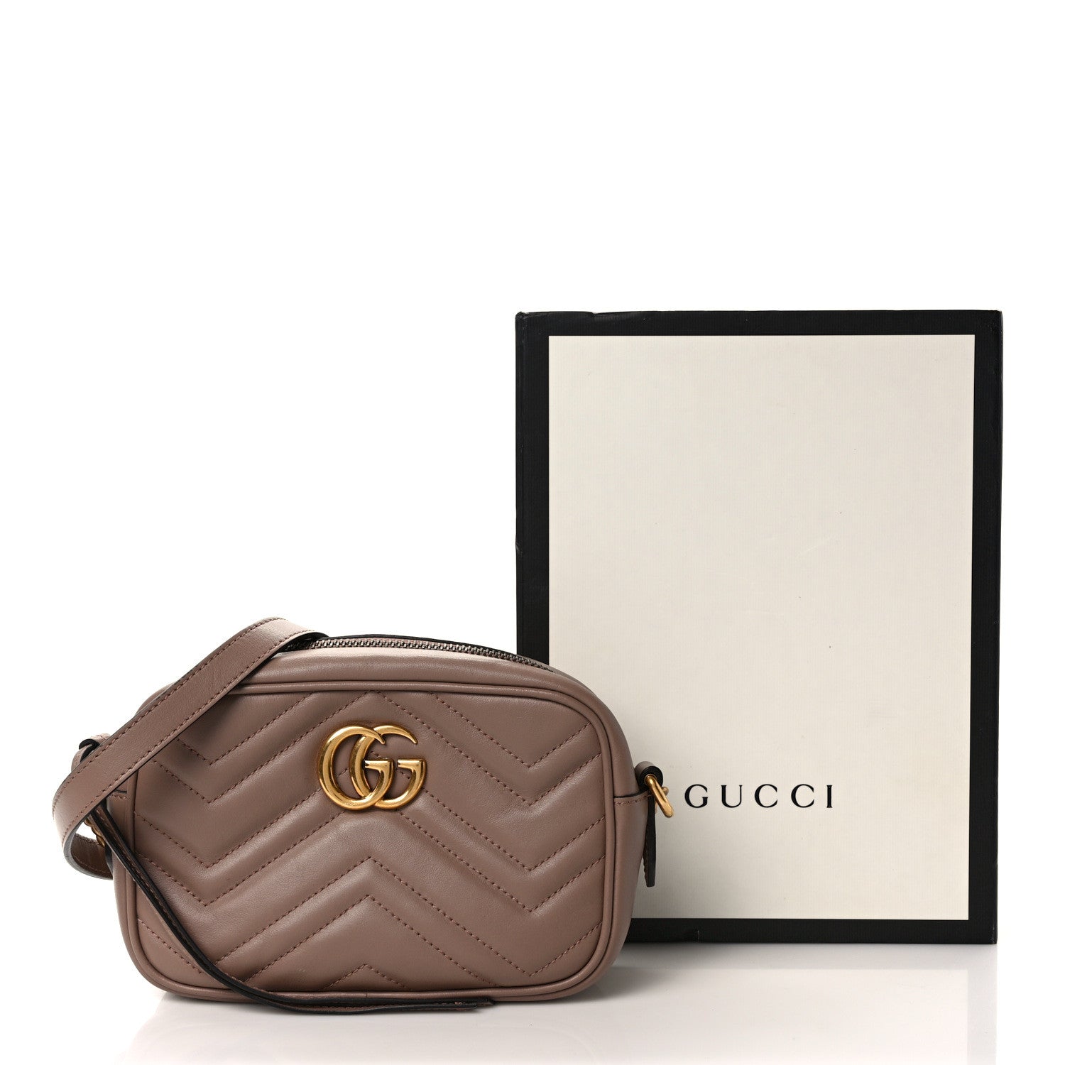 Gucci Calfskin Matelasse Mini GG Marmont Chain Shoulder Bag Porcelain Rose 14 of 14