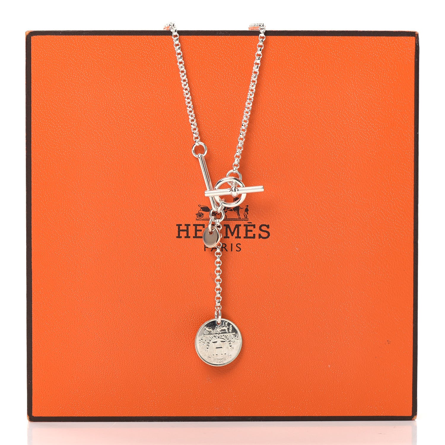 Hermes Sterling Silver 18K Rose Gold PM Ex-Libris Pendant Necklace 6 of 6