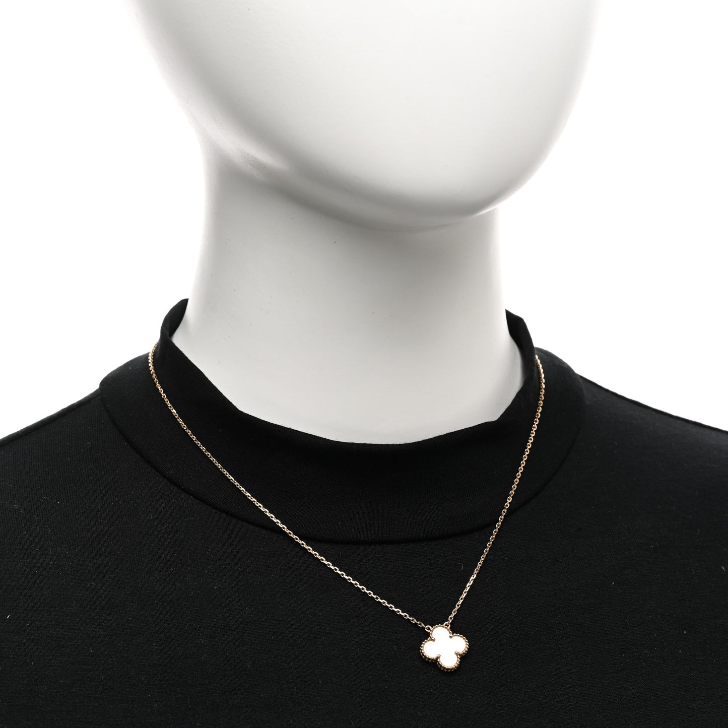 18K Yellow Gold Mother of Pearl Vintage Alhambra Pendant Necklace