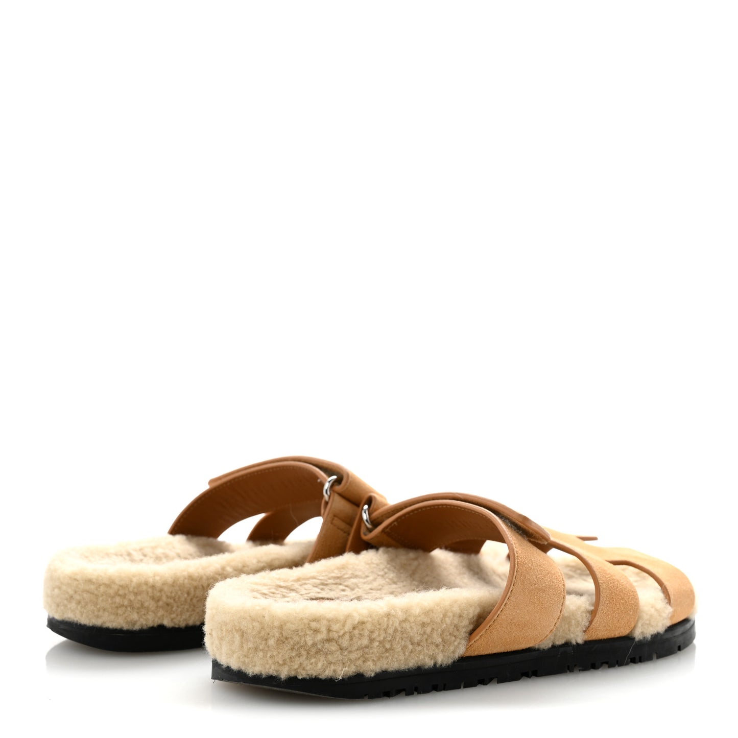 Suede Goatskin Woolskin Womens Chypre Sandals 37 Golden Beige
