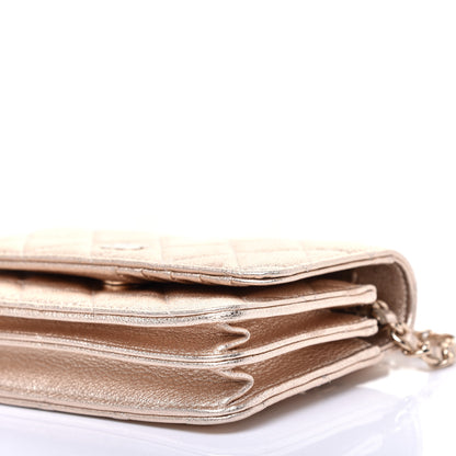 Chanel Metallic Lambskin Quilted Mini Wallet On Chain WOC Gold 7 of 11